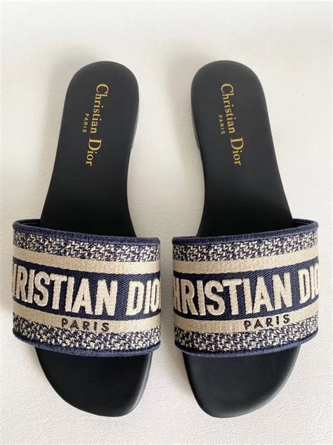 dior sandals navy blue|Dior satin sandals.